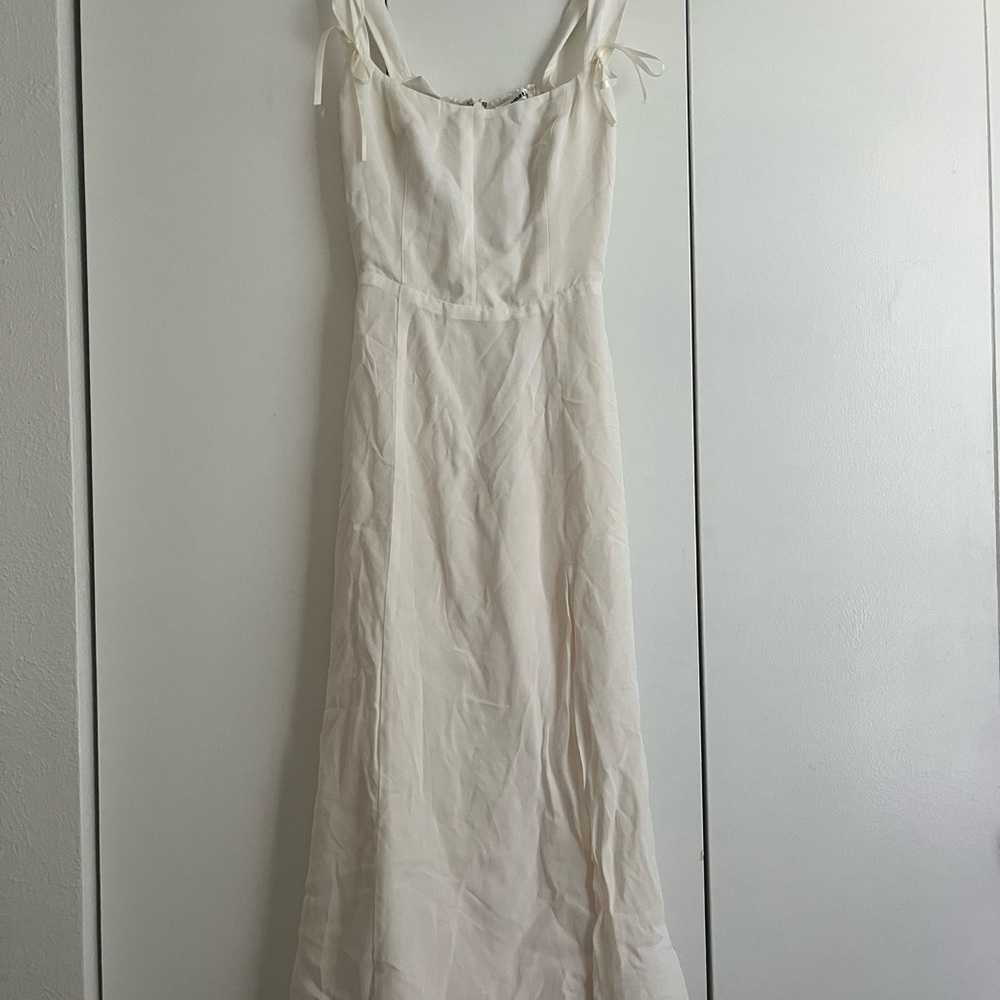 Reformation Cream Dress with Side Slit